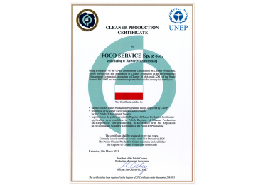 <p style="color:green">Cleaner Production Certificate</p> - Food Service